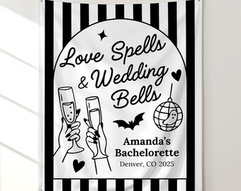 Custom Witchy Bachelorette Party Tapestry: Halloween Bridal Shower Decor