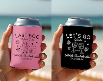 Custom Halloween Bachelorette Can Cooler, Last Boo Before I Do Party Favor