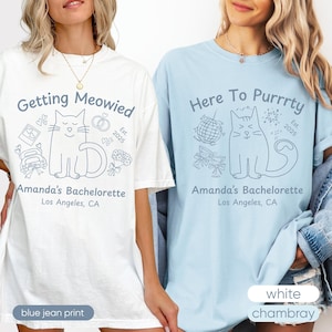 Getting Meowied Bachelorette Shirt, Cat Themed Bridal Party Tee, Funny Cat Lover Bach Shirt, Bride Tribe Wedding T-Shirt, Custom Bach Tee