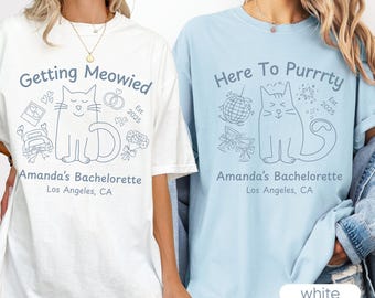Maglietta per addio al nubilato "Getting Meowied", maglietta per festa di addio al nubilato per amanti dei gatti