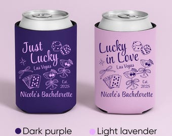 Vegas Bachelorette Slim and Regular Can Coolers, Lucky in Love Casino Party Favors