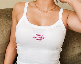 Personalized Embroidered Bride Tank Top: Custom Bachelorette Party Shirt