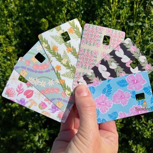 Hawaiian Flower Credit Card Skins | Hibiscus, Plumeria, Puakenikeni, Antherium, Flower Lei & Tropical Quilt Designs