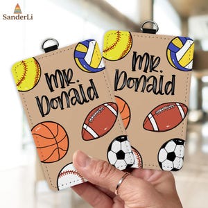 Personalized Coach ID Badge Holder – Custom PE Teacher Lanyard | Back to School Coach Gift | Sports Theme Educator ID Card Holder