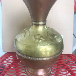 Large Copper and Brass Vintage Vase floral design