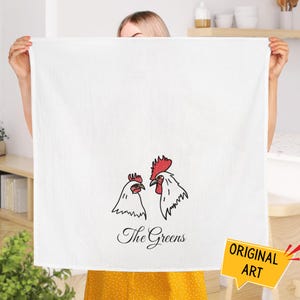 Custom Towel, Wedding Shower Gift, Original Art, Personalized Towel, Bridal Shower Gift, Anniversary Gift, Engagement Gift