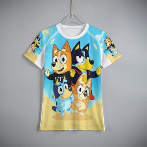 Camiseta infantil com estampa completa Bluey - conjunto combinando
