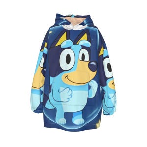 Cobertor de lã com capuz para meninas e meninos Bluey