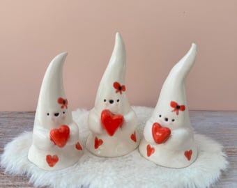 Handmade Ceramic Bloomie Ghost Figurine | Heart Decor