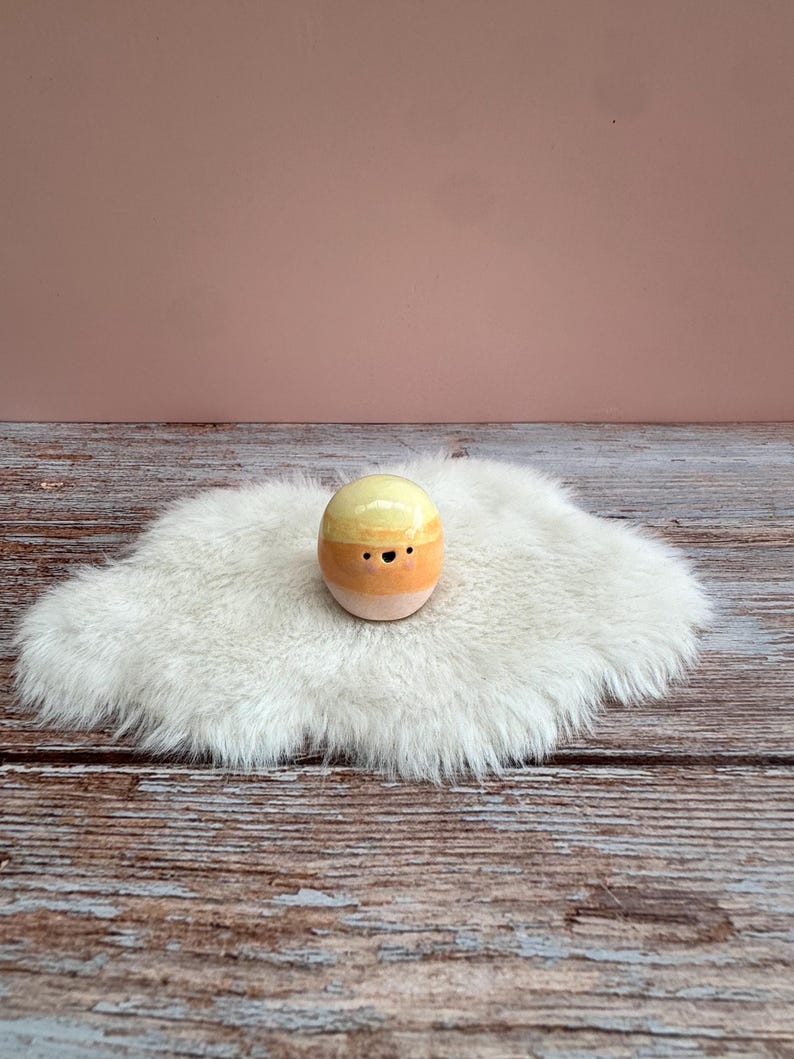 Mini Ceramic Bloomie: Handmade Desk Buddy, Collectible Pottery Gift Sunset Ombré