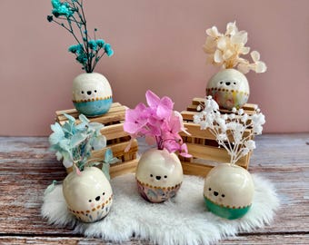 Mini Ceramic Bloomie Flower Buddy: Handmade Pottery Desk Decor