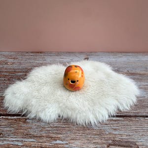 Mini Ceramic Bloomie: Handmade Desk Buddy, Collectible Pottery Gift Orange Splatter
