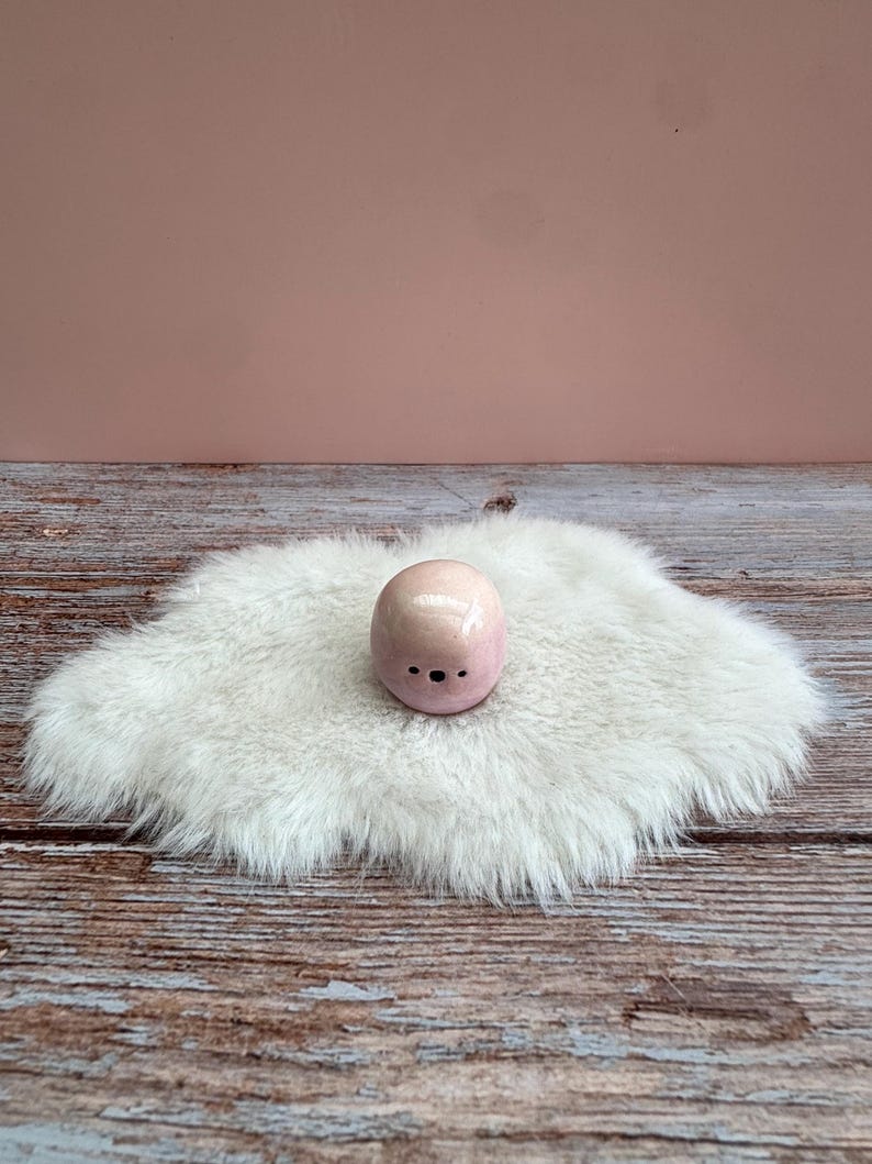 Mini Ceramic Bloomie: Handmade Desk Buddy, Collectible Pottery Gift Purple Ombré