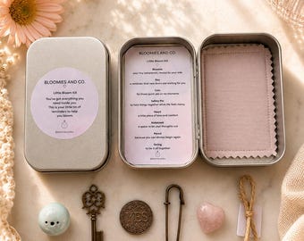 Little Bloom Kit | Handmade Pocket Comfort Tin | Self Care Gift | Tiny Encouragement Kit | Bloomies and Co.