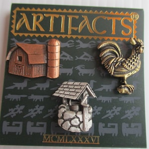 Vintage JJ -Farm Tac Pins- Jonette Jewelry- Farm-Unique gift- made in USA