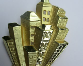 Vintage pin AJC-Metropolis City- Skyscrapers- NYC- Skyline-Ready to ship-unique gift collectible-made in USA