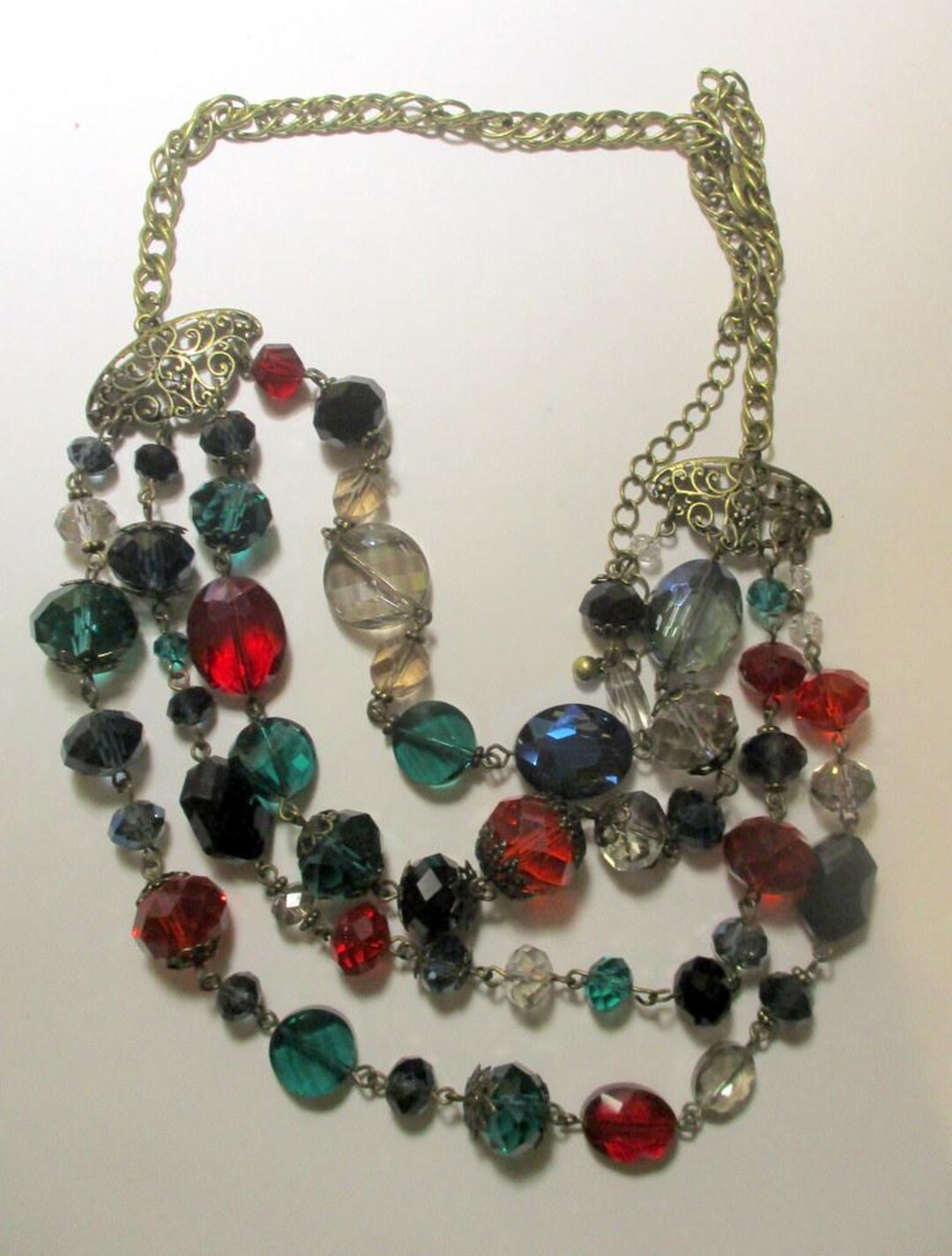 Vintage Multicolor Crystal Bead Necklace – Statement Jewelry - Etsy