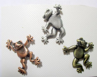 Vintage JJ Frog Pins- 3 Frog Lapel pins-Jonette Jewelry Artifacts -Unique Gift-Made in the USA