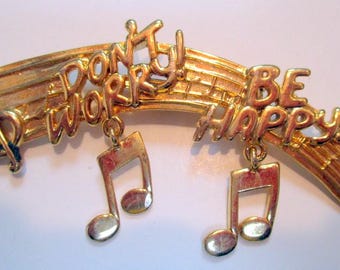 Vintage AJC Brooch – Don't Worry Be Happy Music Theme