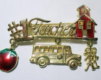 Vintage Pin AJC- #1 Teacher-unique Teacher gift- made in the USA