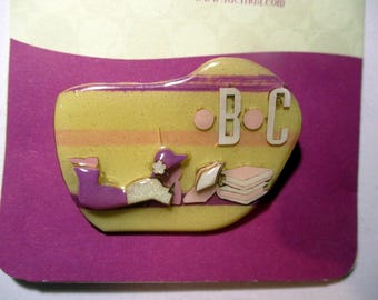Vintage Lucinda Pin, Brooch, Reading, Books,  USA Made
