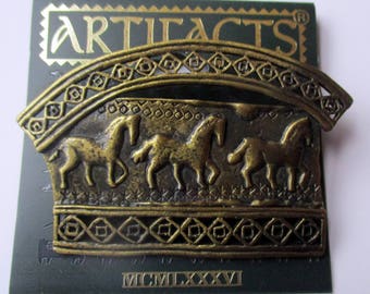 Vintage JJ pin Horses Ponies- Jonette Jewelry Brooch-Unique gift -Artifacts 1986 collectible