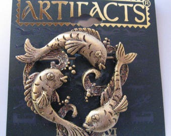 Vintage Fish Pin Brooch JJ Jonette Jewelry, Unworn Whimsical Animal Gift for Her, Novelty Lapel Pin,  Gift under 20, Made in the USA