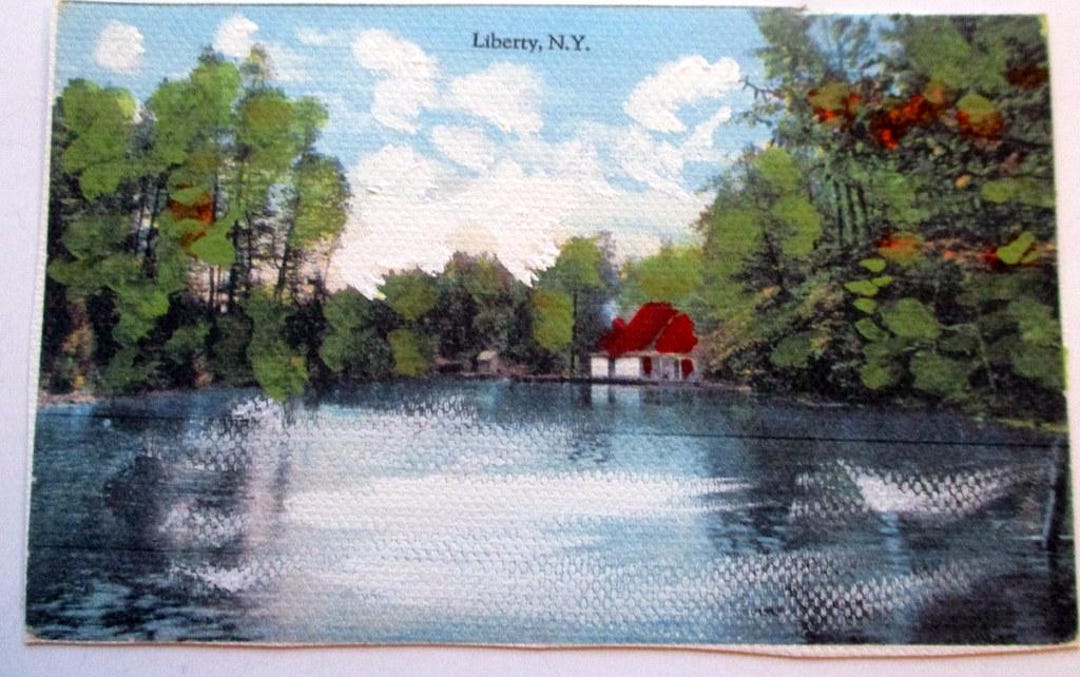 Framed Hudson Valley Landscape Painting: Liberty NY Vintage Art (7x5 ...