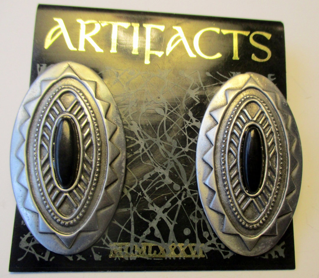 Vintage JJ Jonette Pewter Earrings, Artifacts Line, Made in USA - Etsy