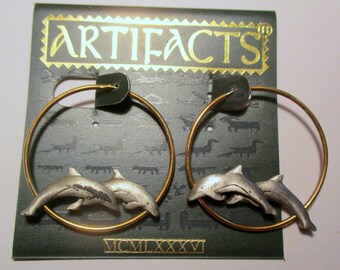 Vintage JJ Dolphin Hoop Earrings – Jonette Jewelry, USA Made