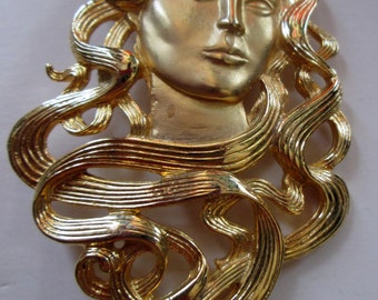 Vintage Goddess Pin -JJ Jonette Brooch-Made in USA-Artifacts