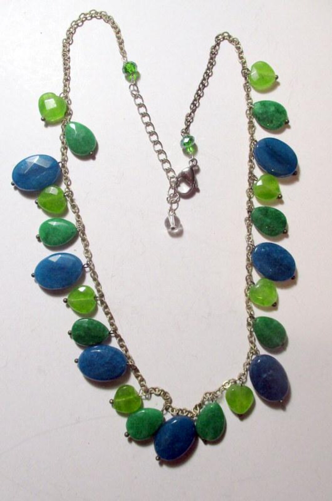 Vintage Czech Glass Bead Necklace – Green & Blue Bohemian Jewelry - Etsy