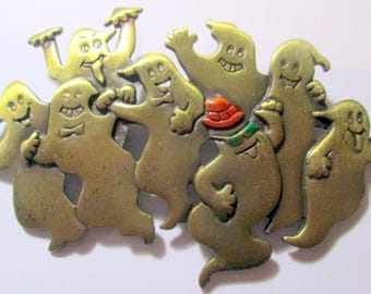 Vintage JJ Pin- Halloween Ghosts- Jonette Jewelry brooch- Unique Gift-Artifacts 1986 Collectible- made in USA