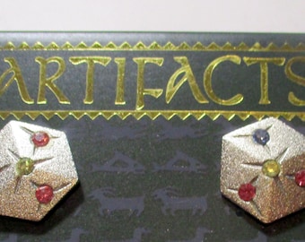 Vintage JJ  Jonette  Earrings,  Cubes with jewels, Made in the USA, Artifacts, Unique gift