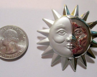 Vintage Danecraft pin-Sun Celestial brooch-weird jewelry- unique gift-made in USA