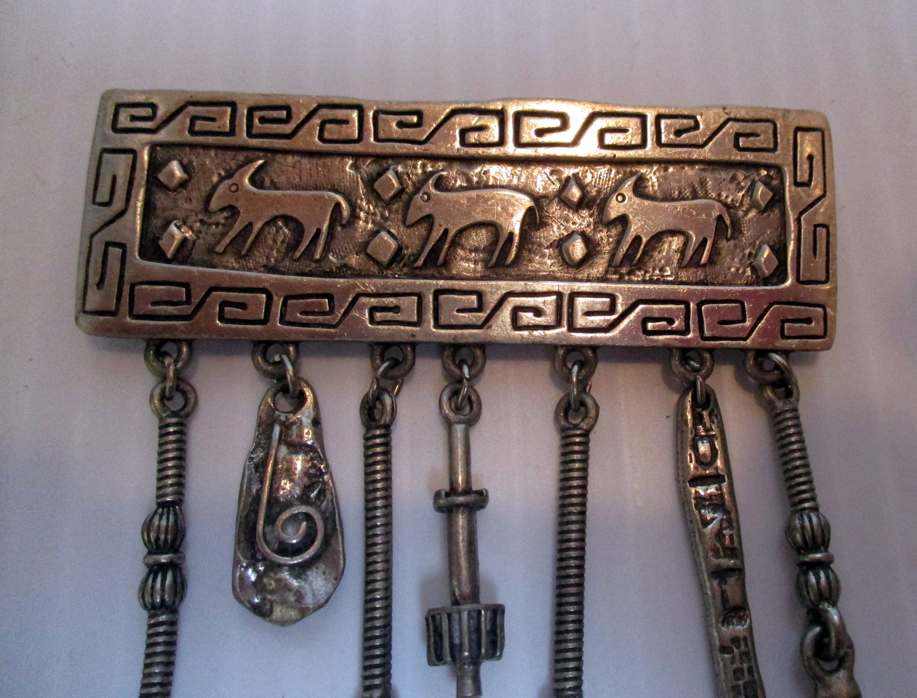 Vintage JJ Jonette Brooch: Native American Style Pewter Charm Pin - Etsy