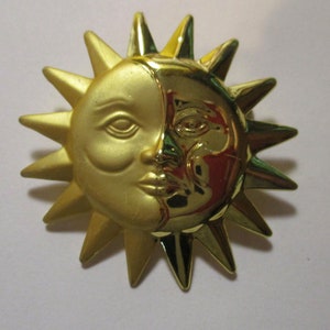 Vintage Danecraft pin-Sun Celestial brooch-weird jewelry- unique gift-made in USA