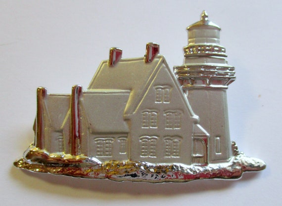 Vintage JJ pin Lighthouse- Jonette Jewelry brooch… - image 1