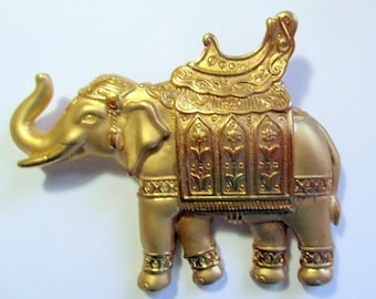 Vintage JJ pin Elephant Pachyderm-Jonette Jewelry brooch- Made in USA