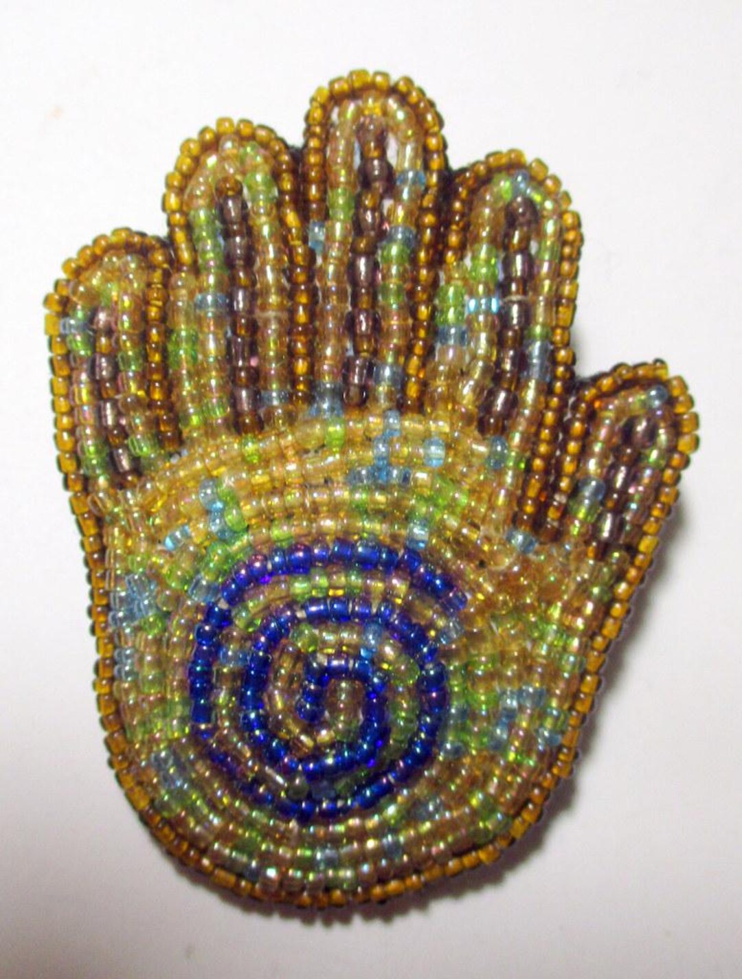 Vintage Beaded Hamsa Hand Brooch – Mystical Symbol Pin - Etsy