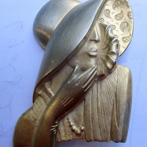 Vintage JJ Jonette Lady Pin: Silver Toned Pewter Brooch, Artifacts Collectible