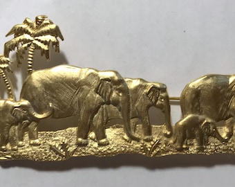 Vintage JJ Pin- Elephants- Jonette Jewelry brooch-Elephant family-unique gift- made in USA