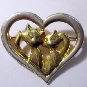 Vintage AJC Pin- Cats Heart-AJC Brooch-Unique Gift Collectible- Made in USA