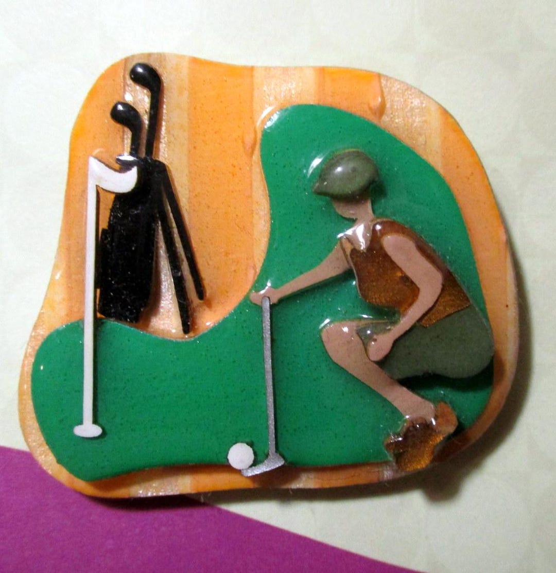 Vintage Lucinda Brooch: Layered Acrylic 80s-90s Art Pin, Made in USA - Etsy