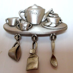 Vintage JJ pin- Tea Set-  Jonette Jewelry brooch - unique gift-made in USA