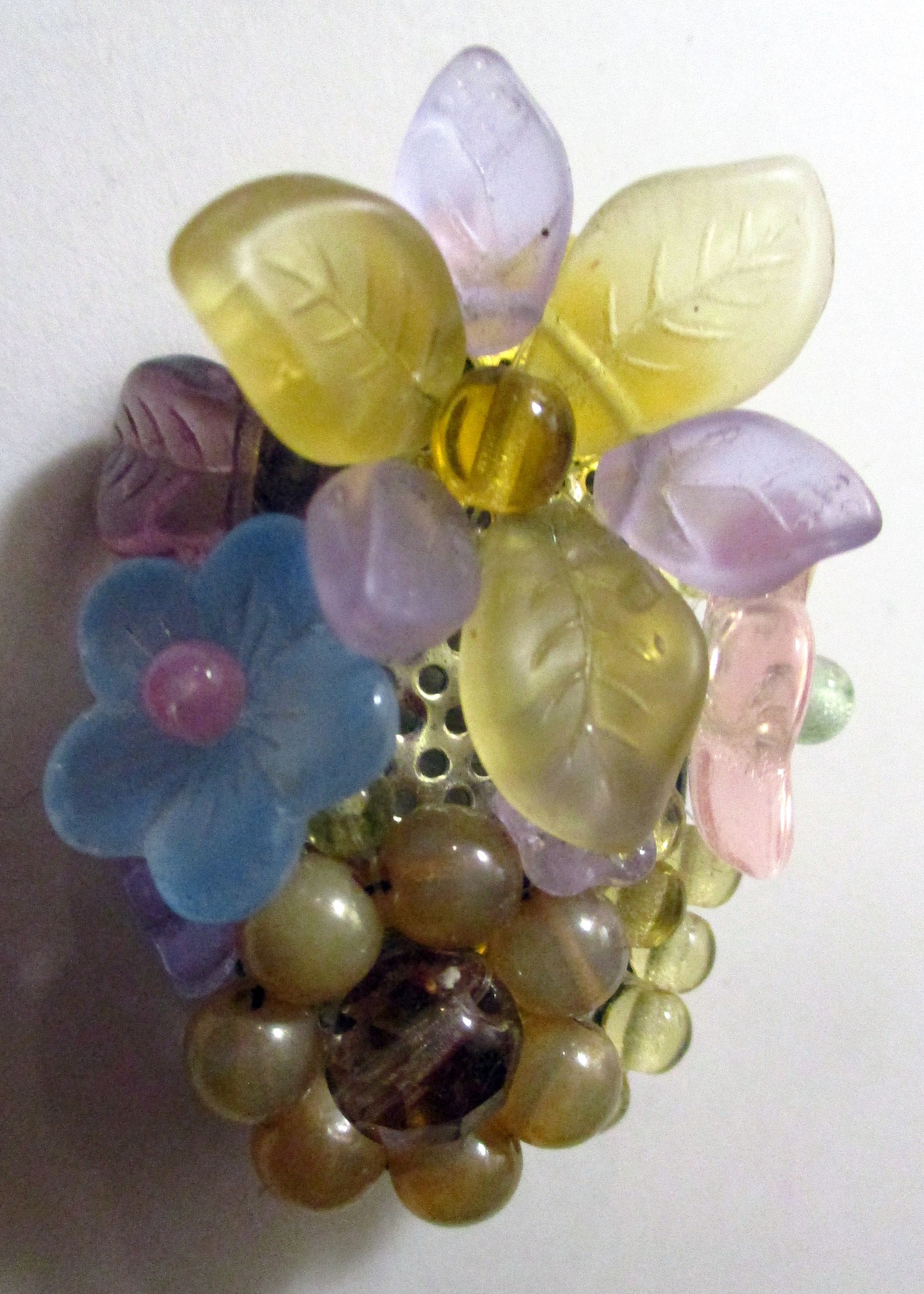 Vintage Czech Glass Beaded Flower Pin Brooch - Etsy