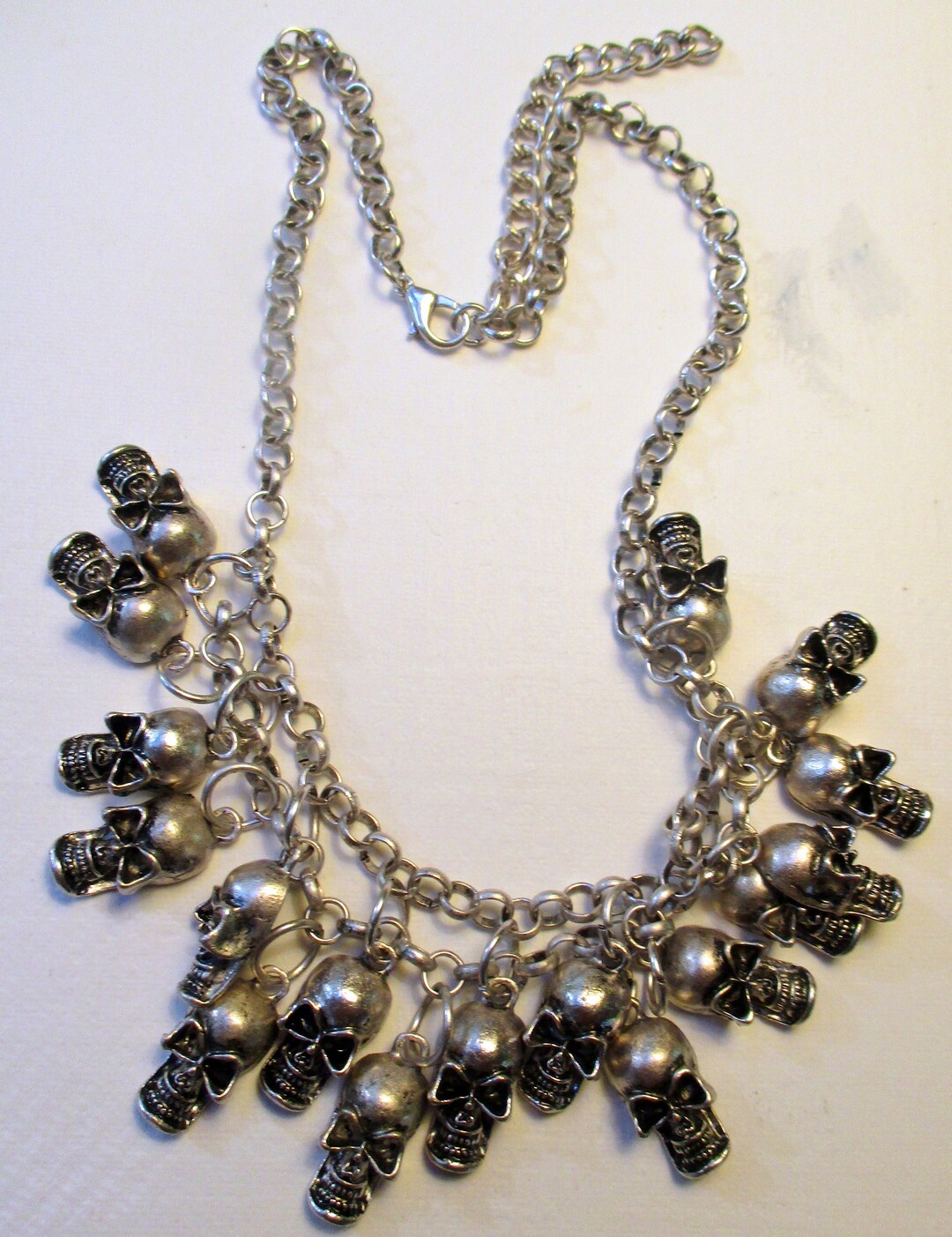 Vintage Skulls Necklace- Antique Steampunk Goth Jewelry- Skull Jewelry ...