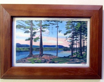 Framed Hudson Valley Landscape Painting: Cottagecore Wall Art