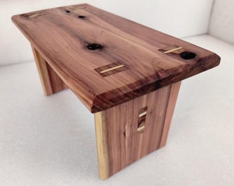 Red Cedar Mini Bench / Stool with Wedged Thru Tenons