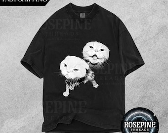 Funny Y2K Cat Meme T-Shirt: Edgy Gothic Weirdcore Graphic Tee